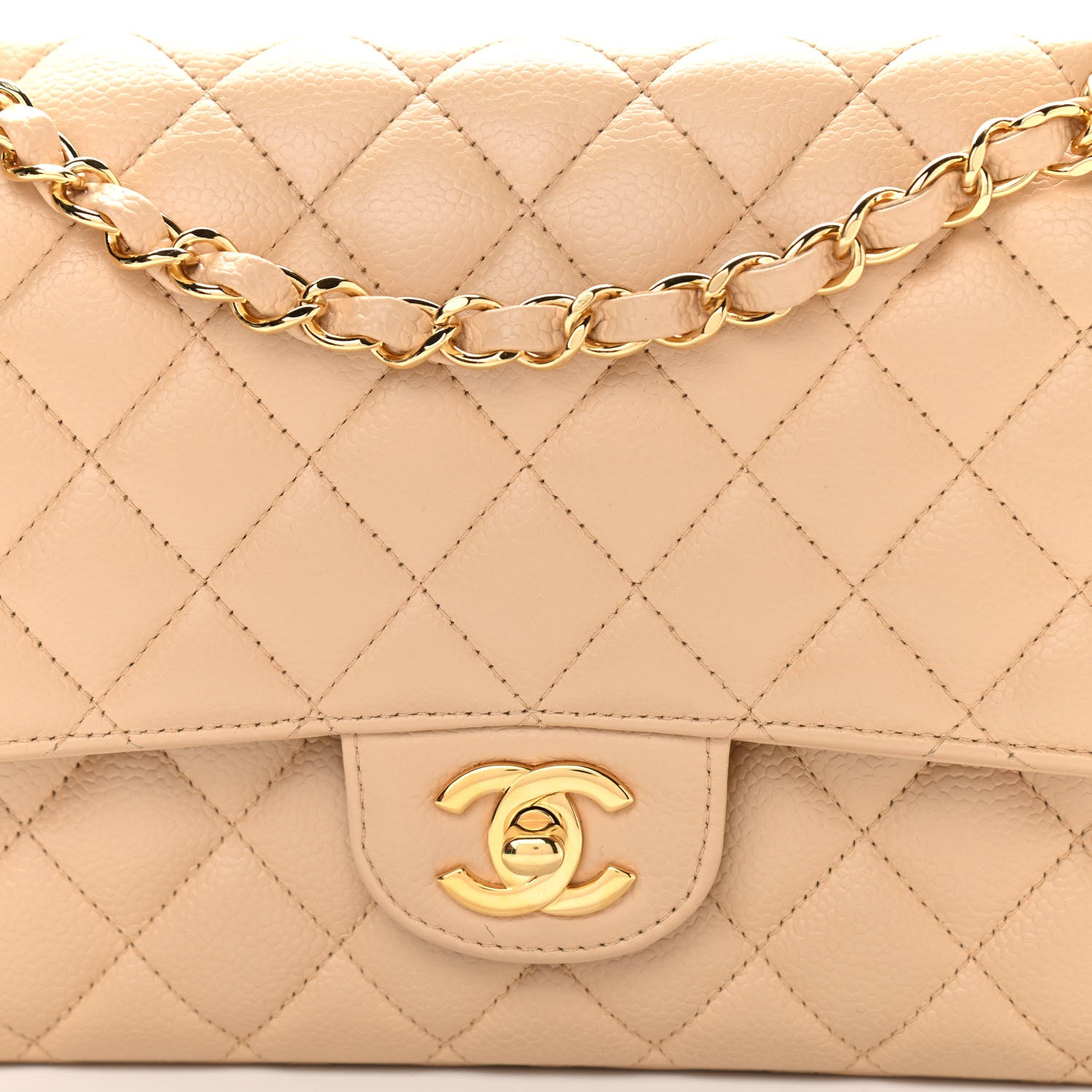 Chanel Caviar Quilted Medium Double Flap Beige Clair 8 of 10