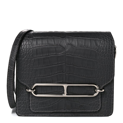 Hermes Matte Alligator Mini Sac Roulis Graphite 1 of 14