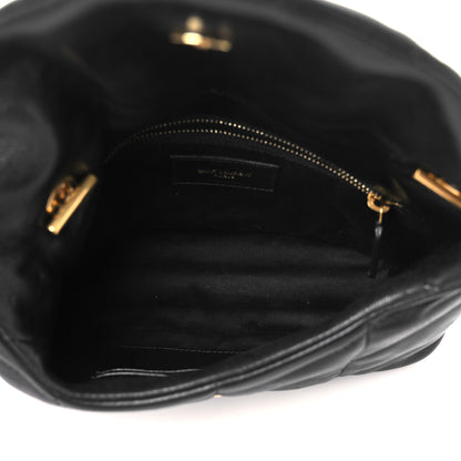 Saint Laurent Lambskin Quilted Toy Loulou Puffer Monogram Chain Satchel Black 4 of 10