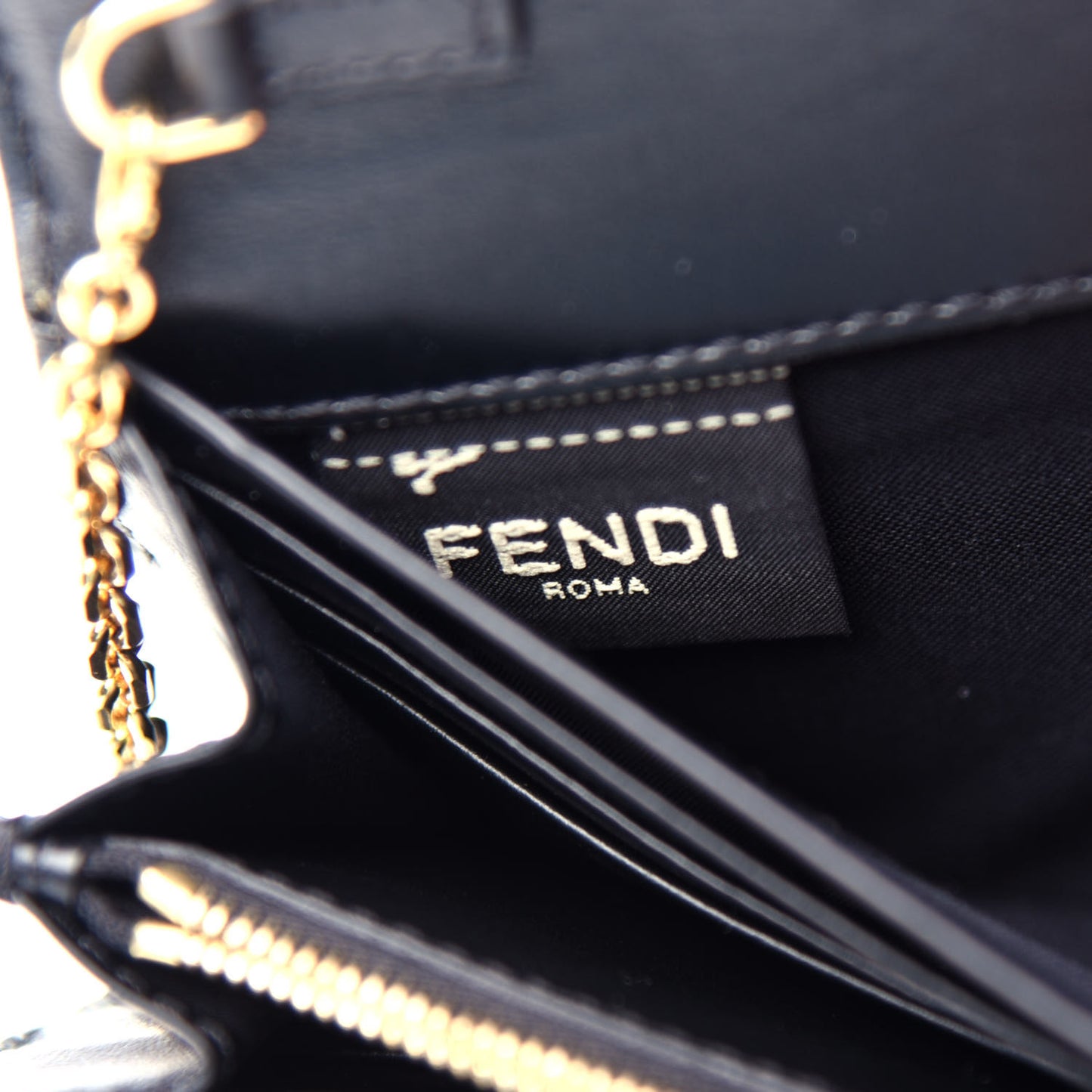 Vitello Vernice Mou F is Fendi Continental Envelope Wallet On Chain Black