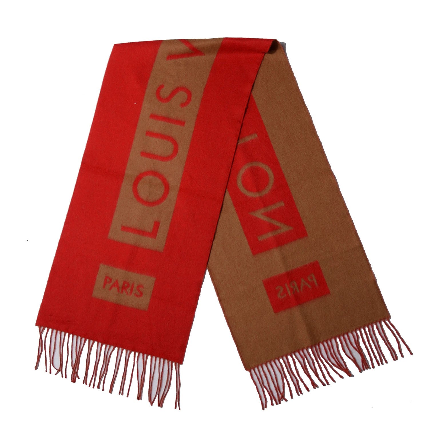 Louis Vuitton Cashmere Baroda Muffler Scarf Rouge Camel 3 of 4