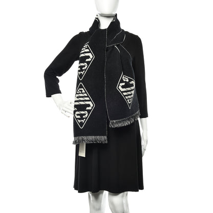 Gucci Wool Cashmere Logo Scarf Black 2 of 5