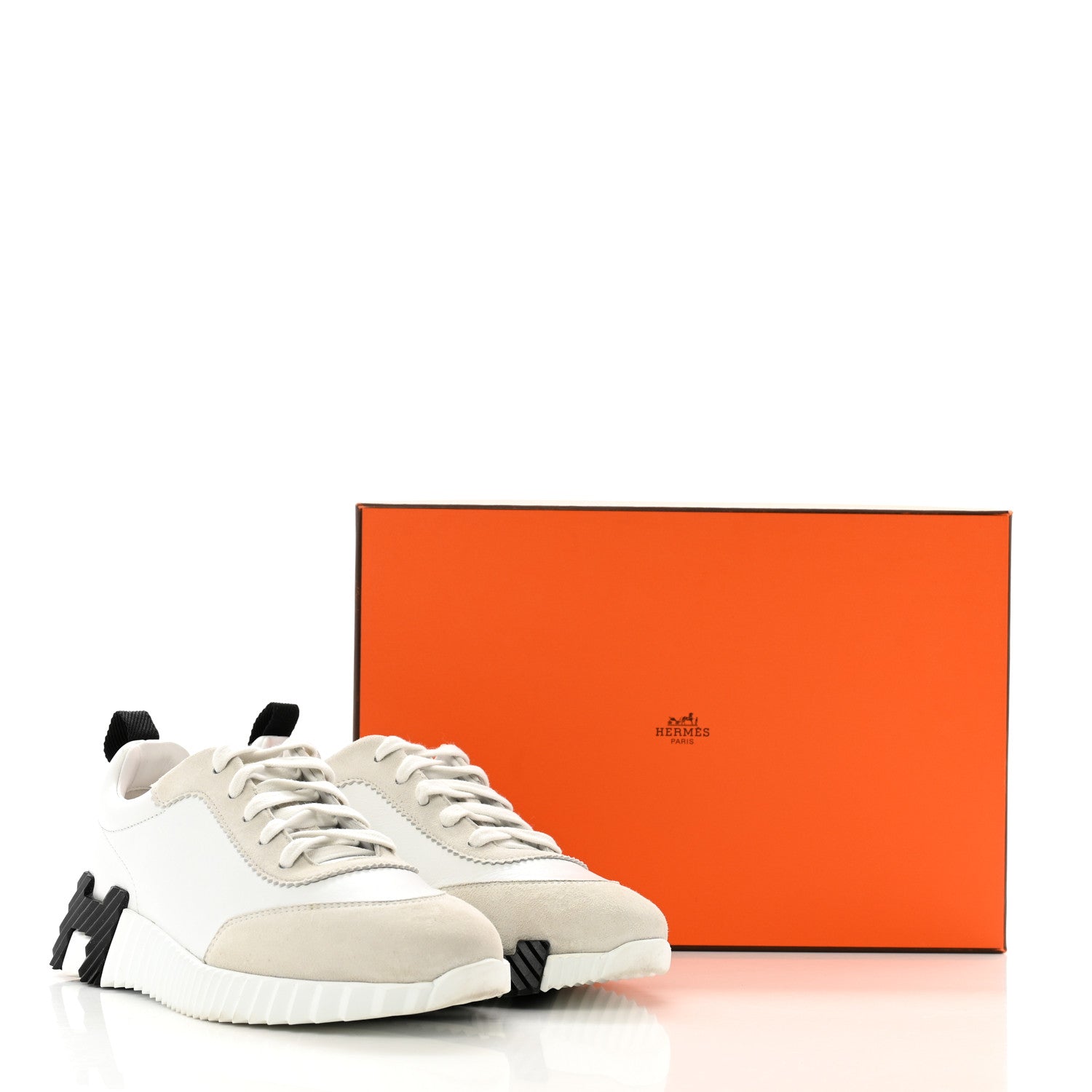 Hermes Goatskin Suede Goatskin Bouncing Sneakers 36.5 White Black 13 of 13
