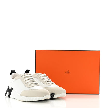 Hermes Goatskin Suede Goatskin Bouncing Sneakers 36.5 White Black 13 of 13