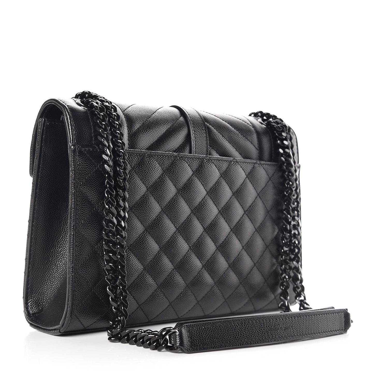 Grain De Poudre Textured Mixed Matelasse Triquilt Medium Monogram Satchel Black