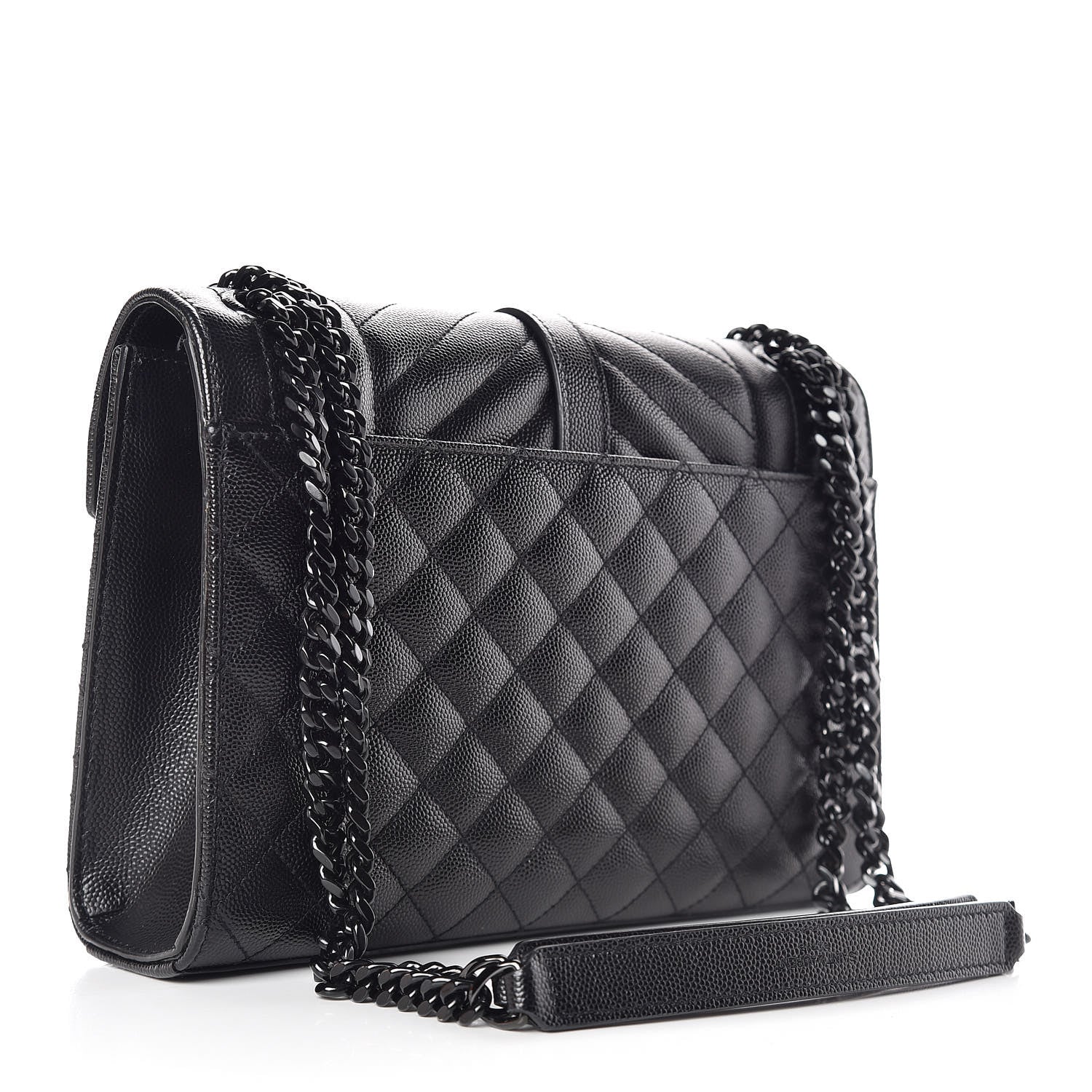 Saint Laurent Grain De Poudre Textured Mixed Matelasse Triquilt Medium Monogram Satchel Black 3 of 10