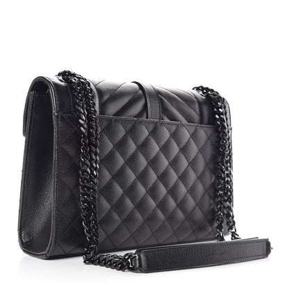 Saint Laurent Grain De Poudre Textured Mixed Matelasse Triquilt Medium Monogram Satchel Black 3 of 10