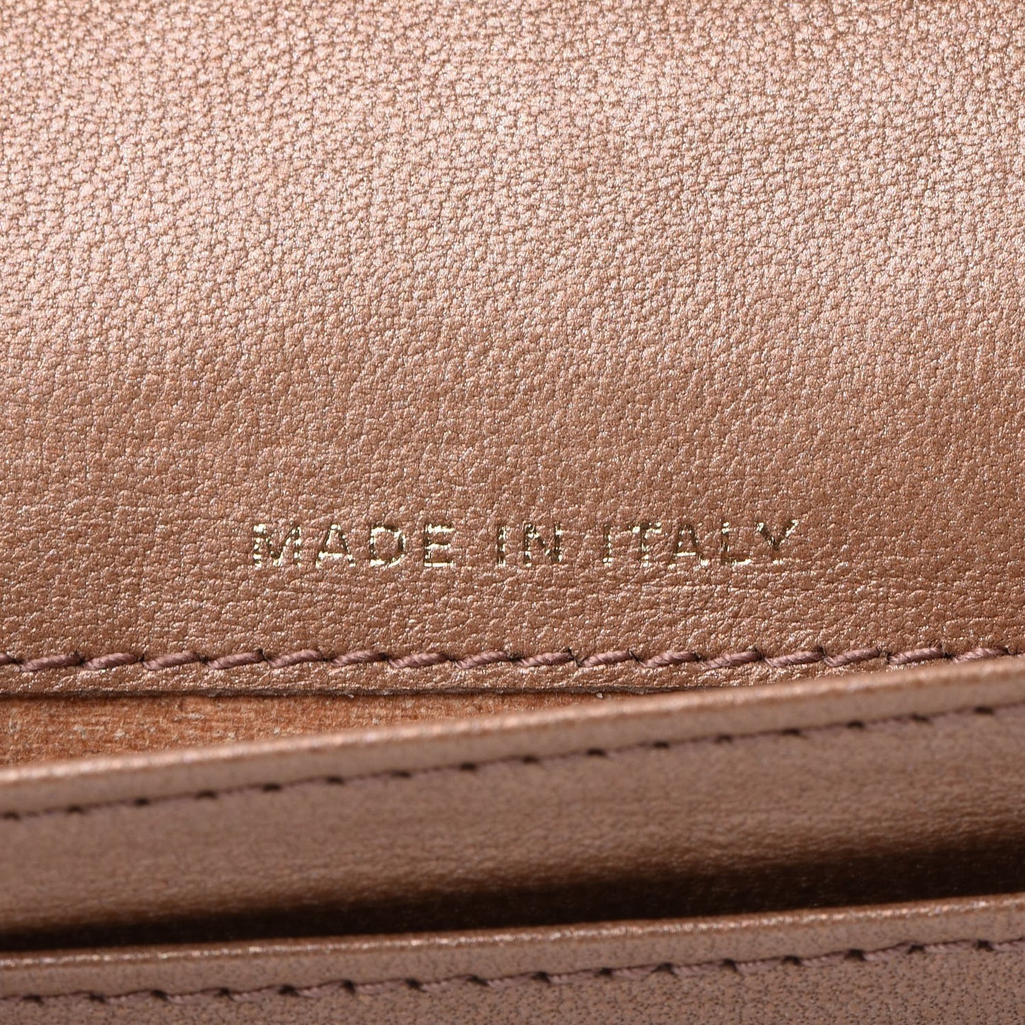 Metallic Lambskin Camellia Embossed Yen Wallet Brown