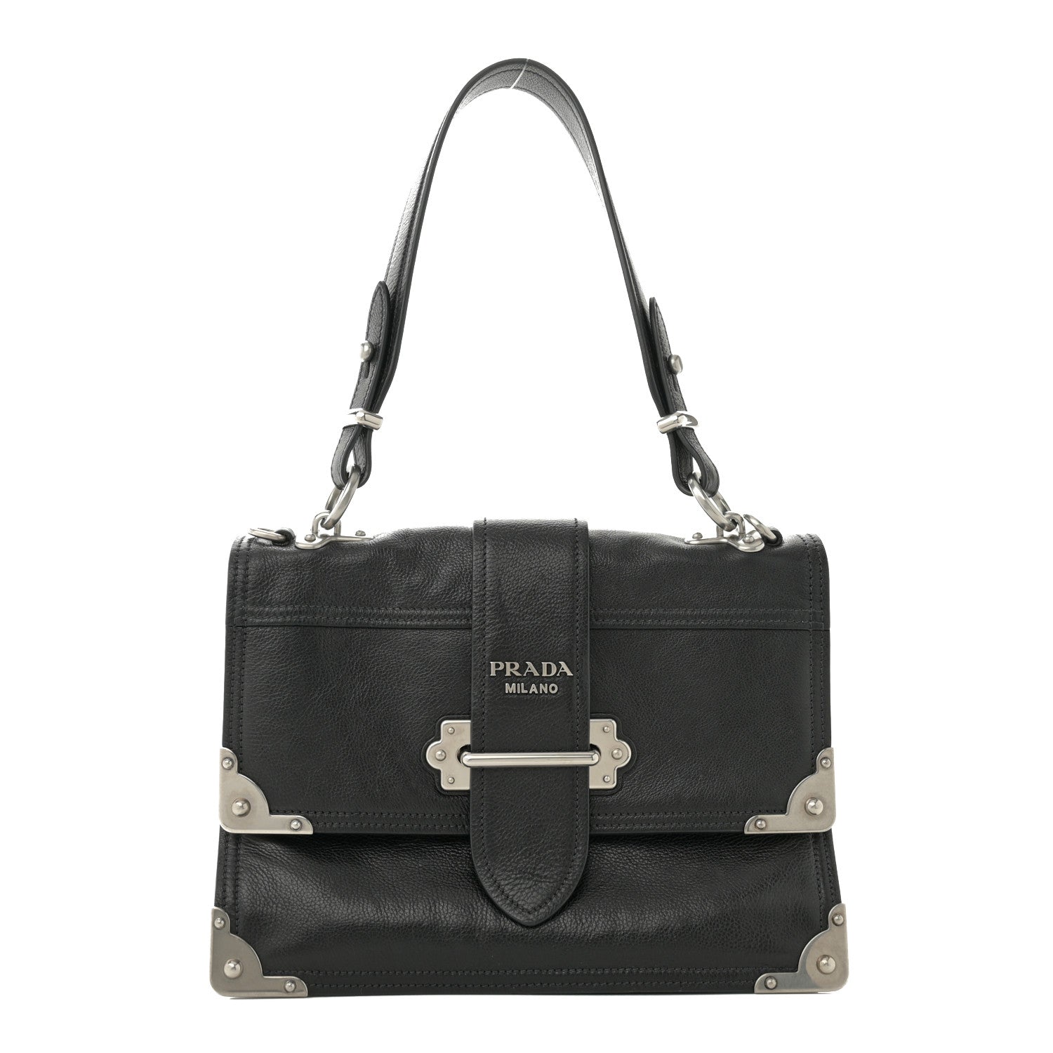 Prada Glace Calfskin Large Soft Cahier Bag Black 1 of 11