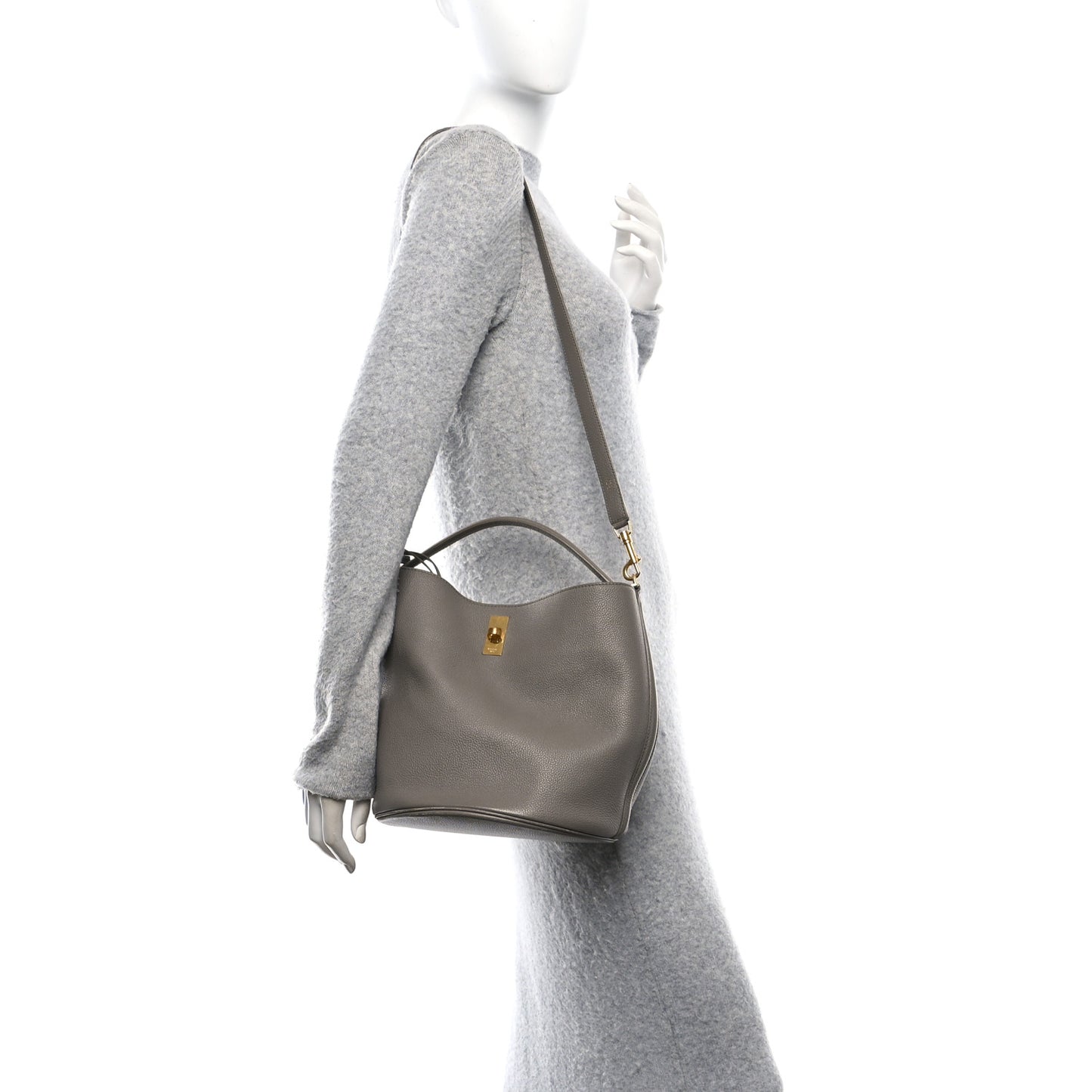 Supple Grained Calfskin Bucket 16 Bag Pebble