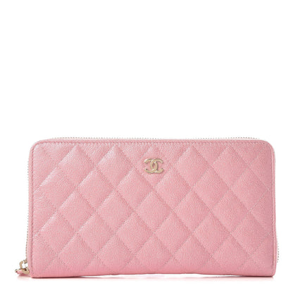 Chanel Iridescent Caviar Quilted Large Zip Around Organizer Wallet Pink 1 of 9