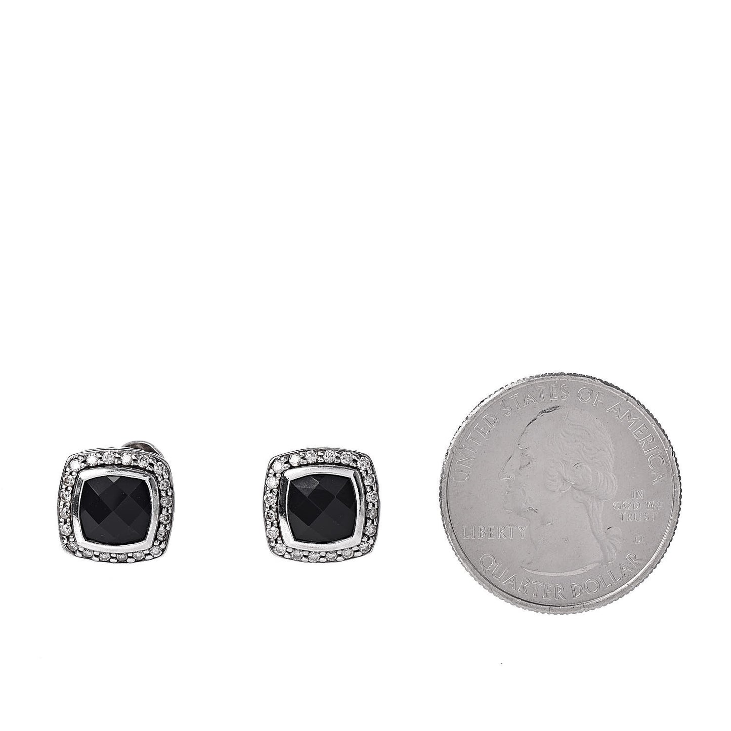 Sterling Silver Diamond Black Onyx 7mm Petite Albion Earrings