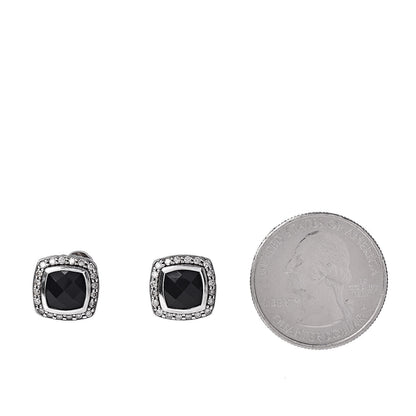David Yurman Sterling Silver Diamond Black Onyx 7mm Petite Albion Earrings 2 of 4