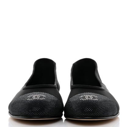 Chanel Mesh Studded CC Ballerina Flats 37.5 Black 2 of 7