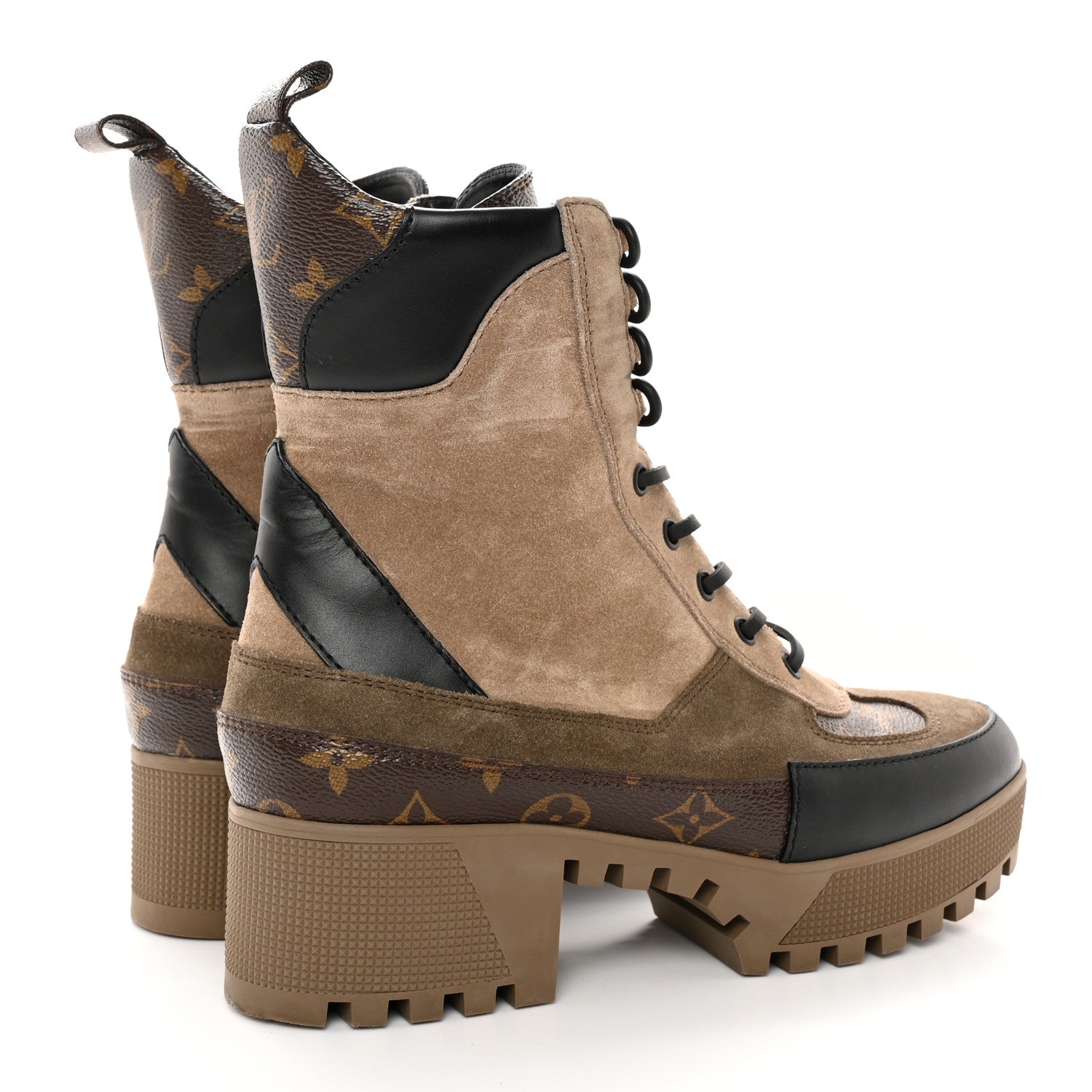 Louis Vuitton Suede Calfskin Monogram Laureate Platform Desert Boots 39.5 Taupe 4 of 16