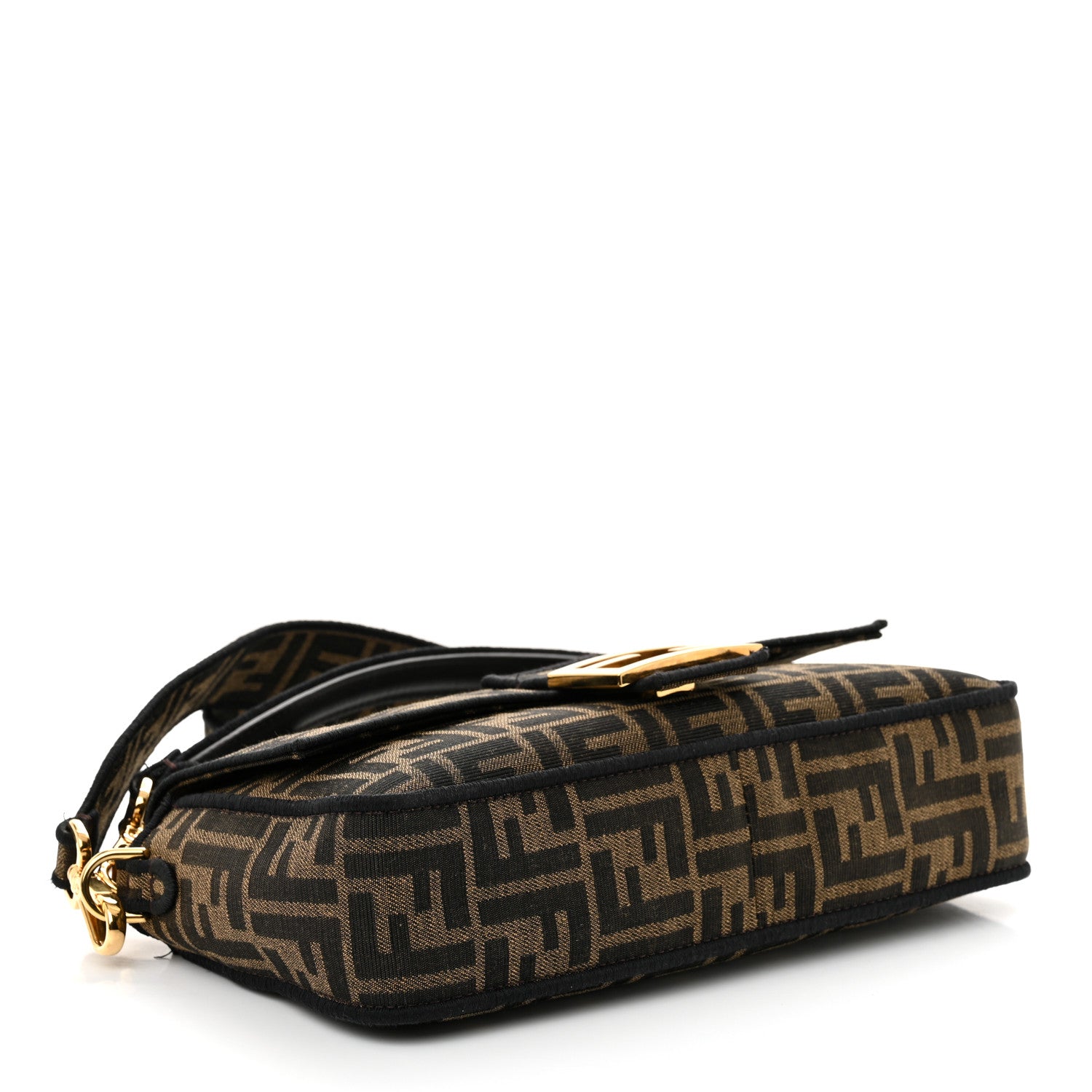 Fendi Fabric Jacquard FF 1974 Medium Baguette Tobacco Moro Black 4 of 10