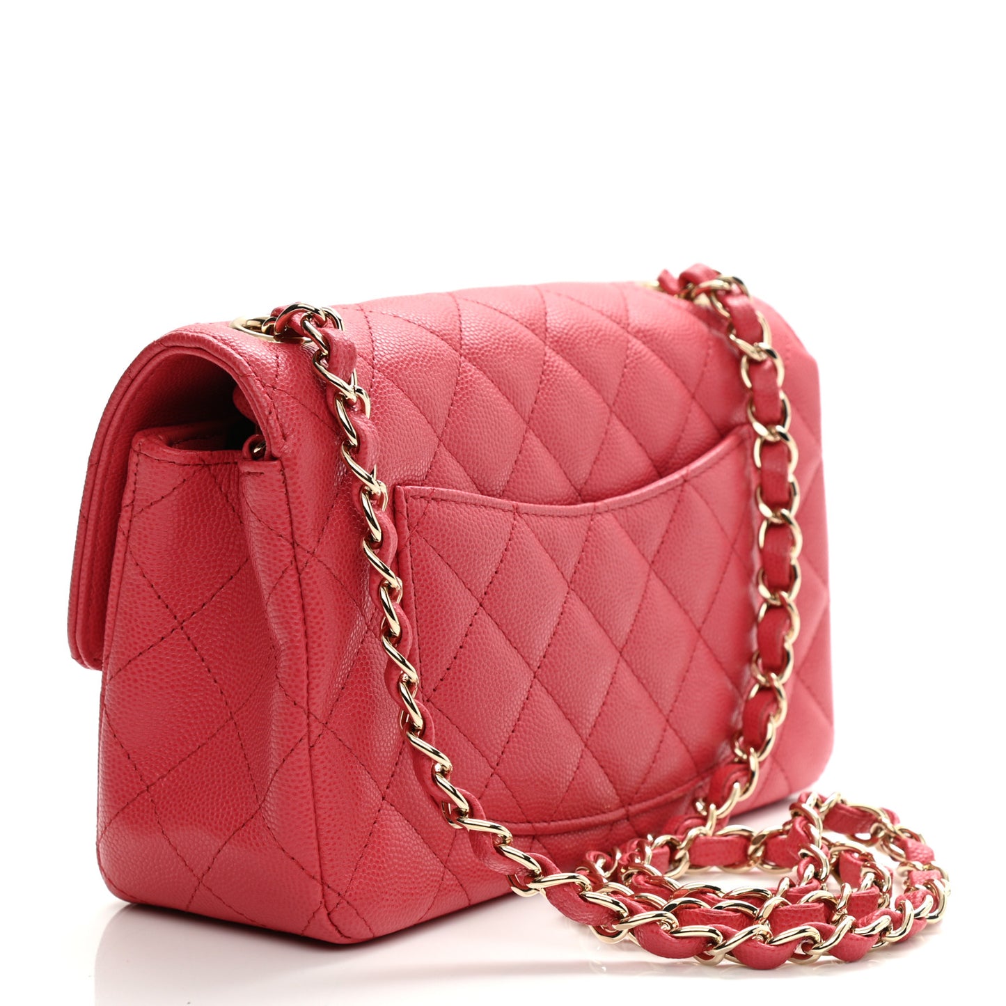Caviar Quilted Mini Rectangular Flap Dark Pink