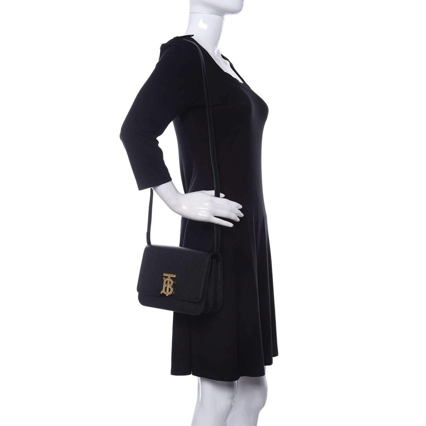 Grained Calfskin Small TB Bag Black