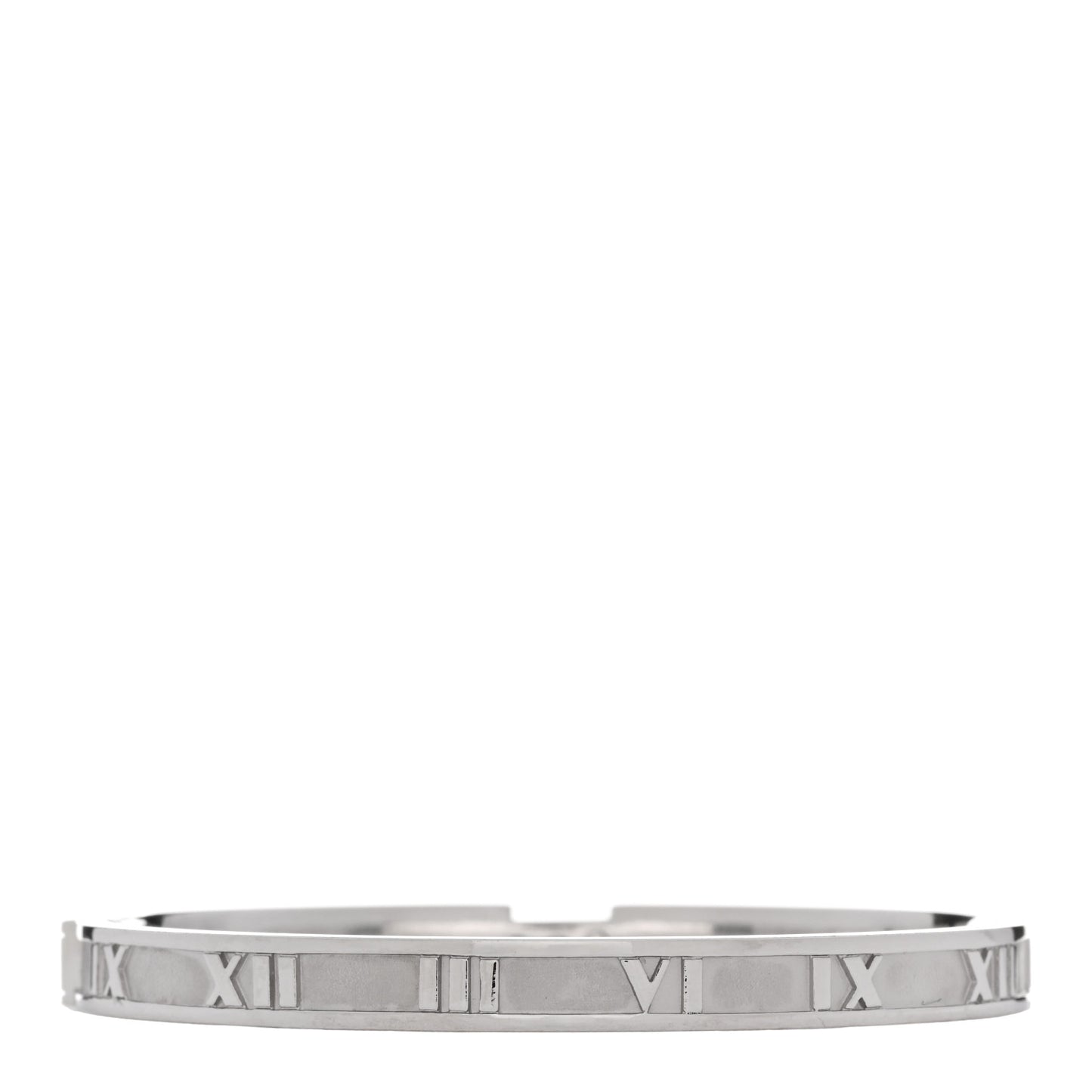 18K White Gold Diamond Atlas Closed Hinged Bangle Bracelet