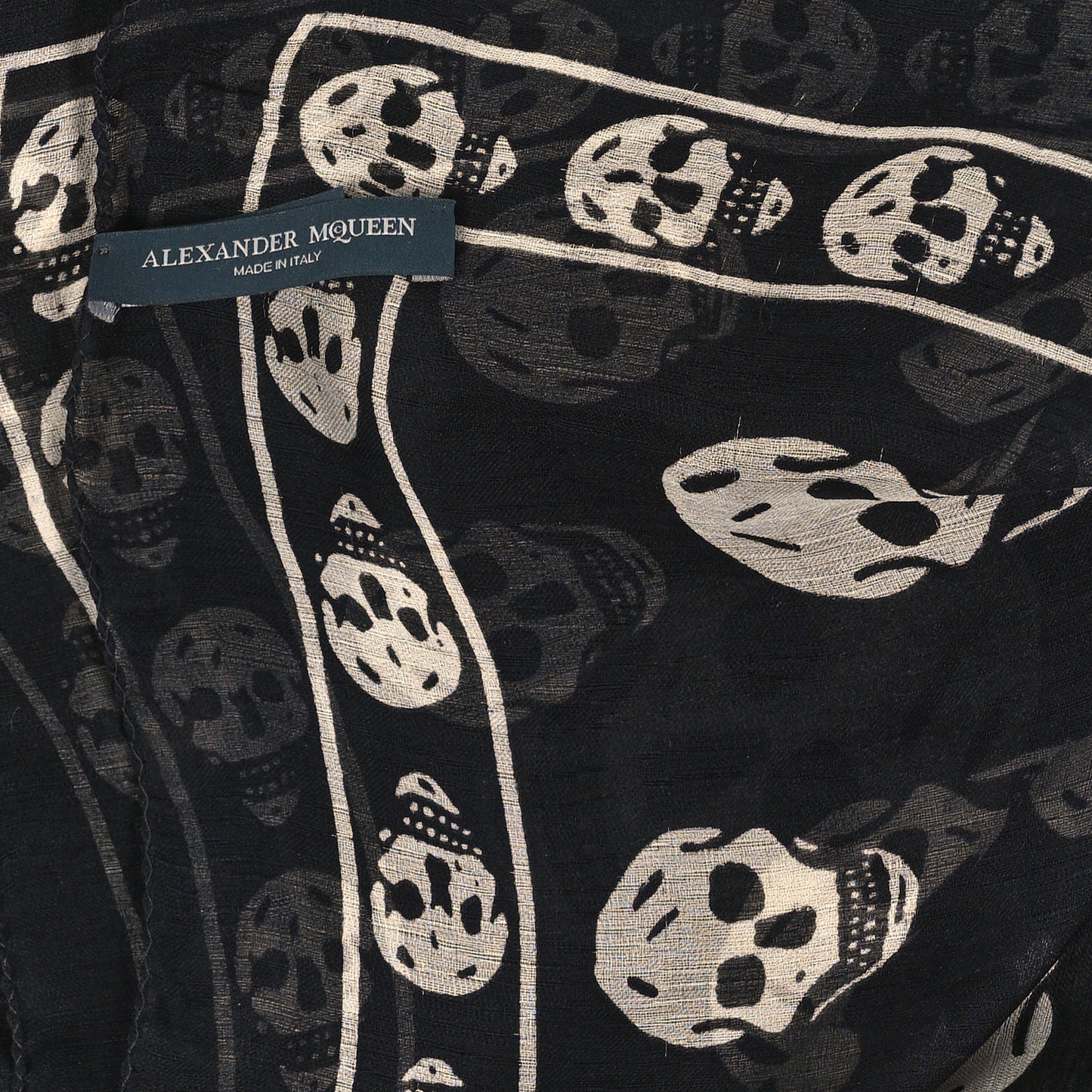 Silk Chiffon Skull Scarf Black Ivory