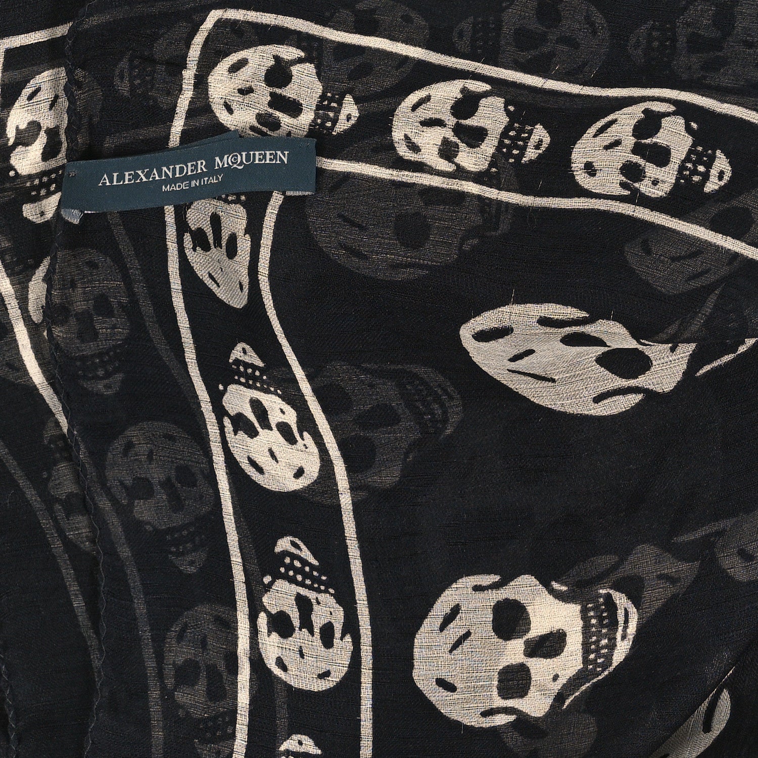 Alexander McQueen Silk Chiffon Skull Scarf Black Ivory 3 of 4