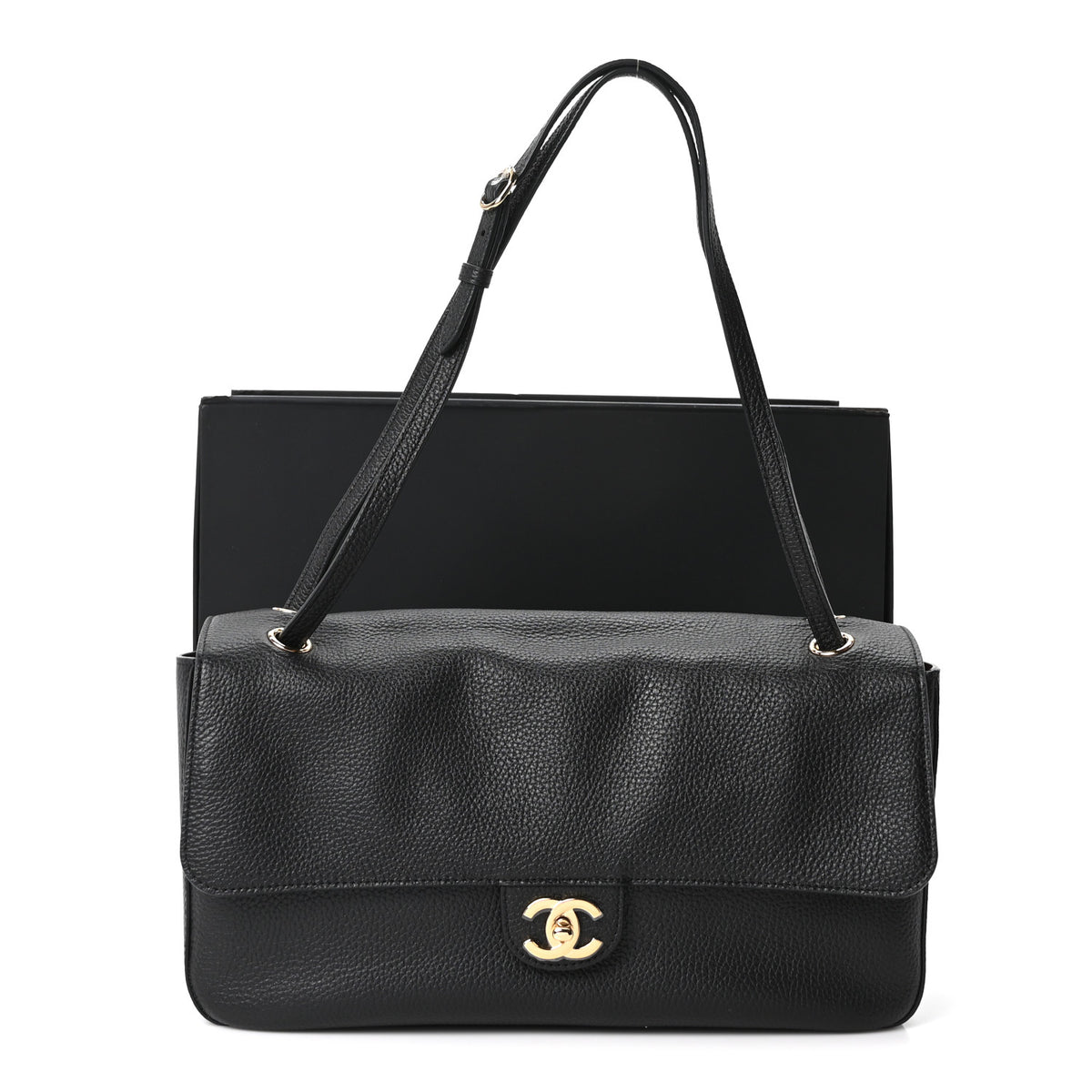Grained Calfskin Small Souplissimo Maxi Flap Black