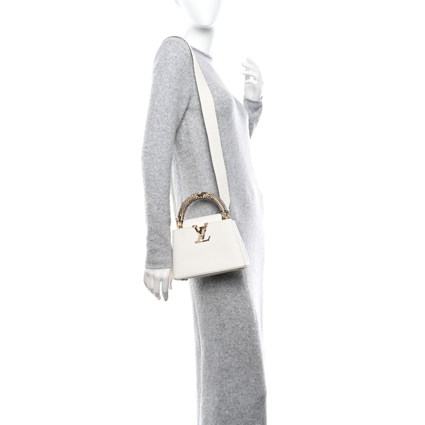 Taurillon Snakeskin Mini Capucines White