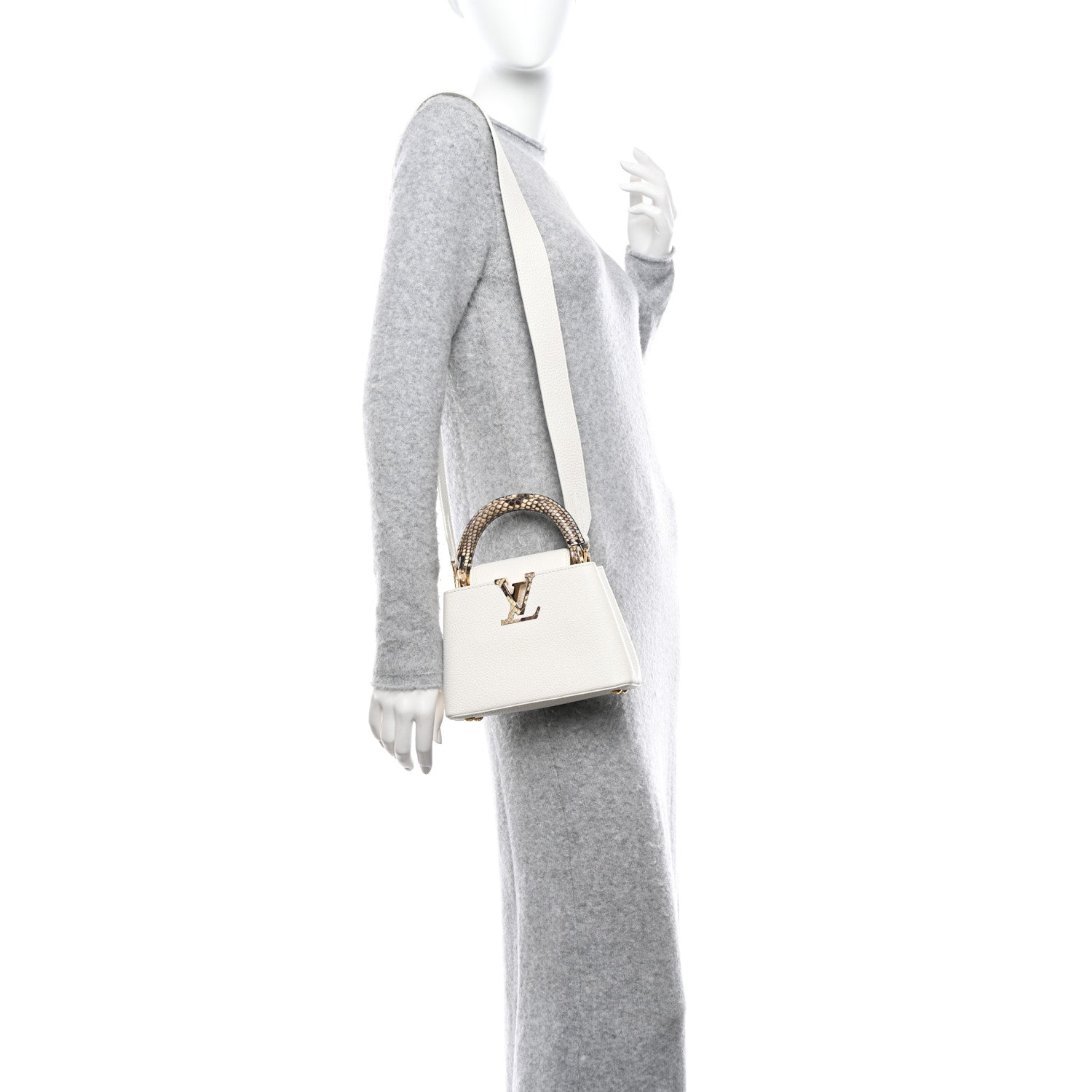 Louis Vuitton Taurillon Snakeskin Mini Capucines White 2 of 9