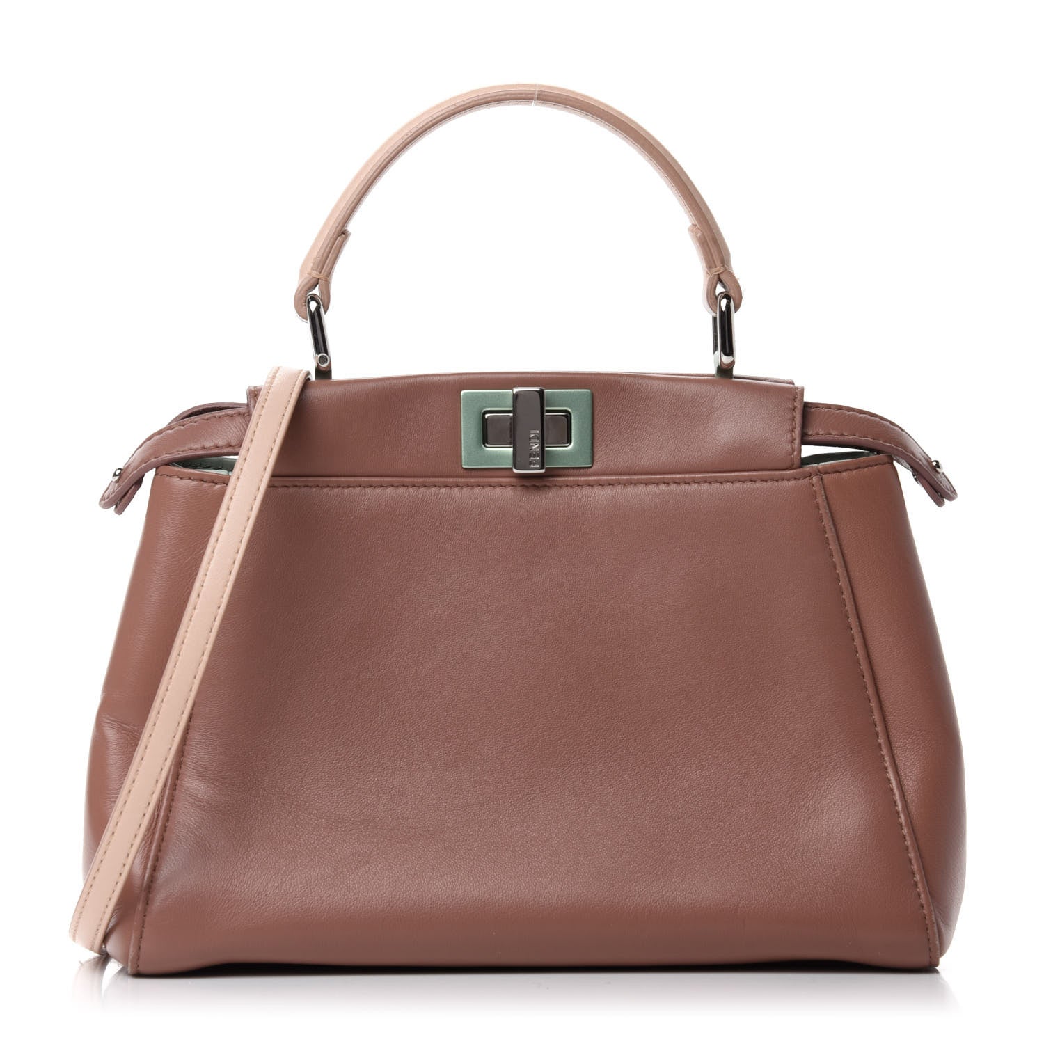 Fendi Nappa Colorblock Mini Peekaboo Iconic Satchel English Rose Plaster Oxigen 1 of 11