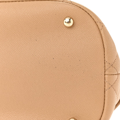 Chanel Caviar Quilted Rolled Up Bucket Drawstring Bag Beige 13 of 13