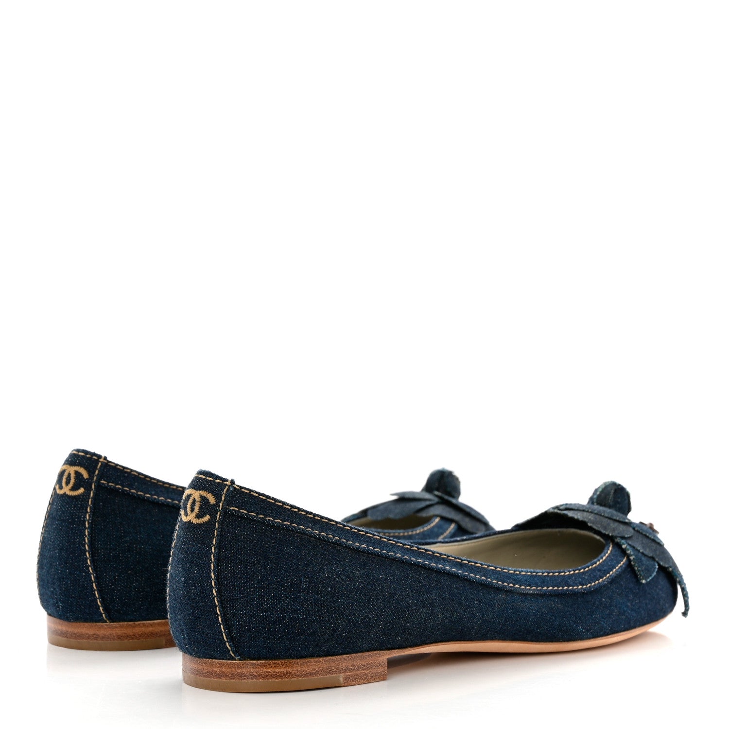 Chanel Denim Camellia Ballerina Flats 41 Navy Blue 4 of 7