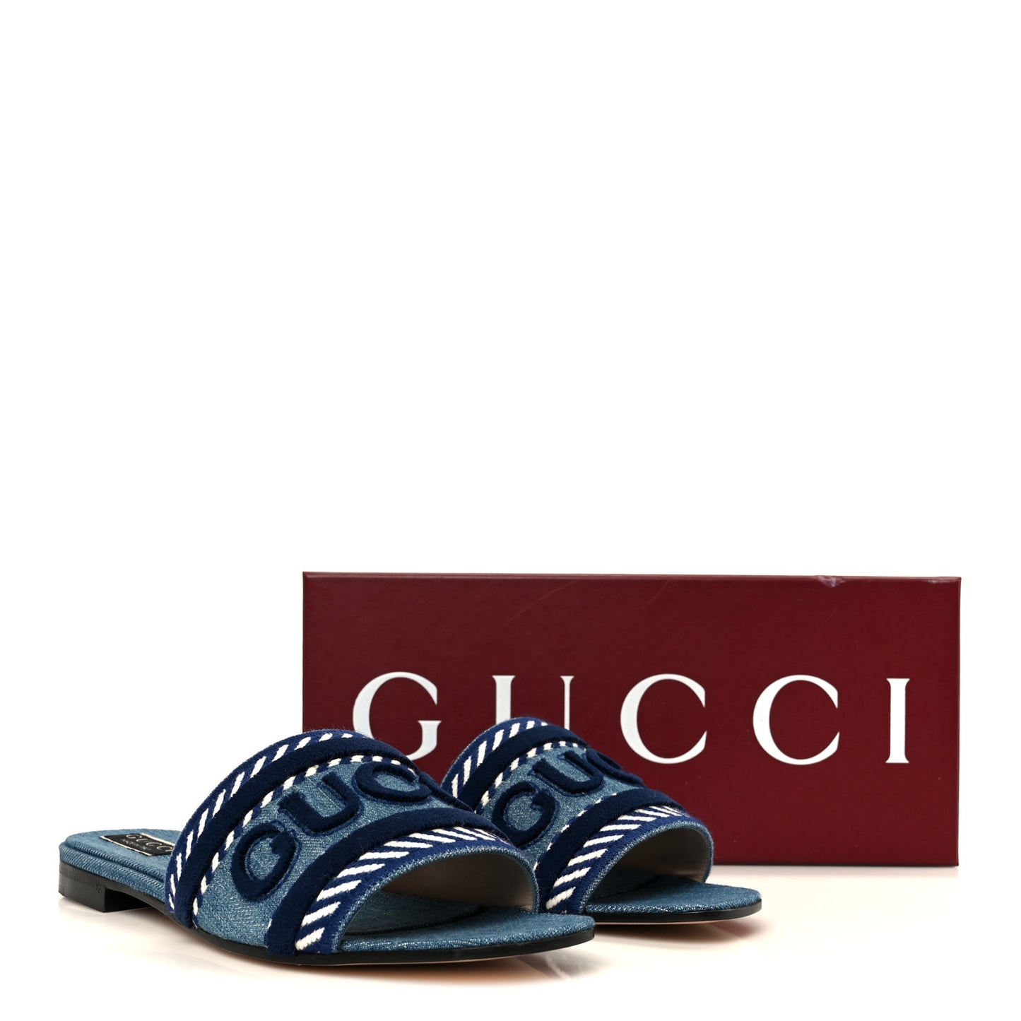 New Denim Logo Embroidered Slide Sandal 39 Light Blue