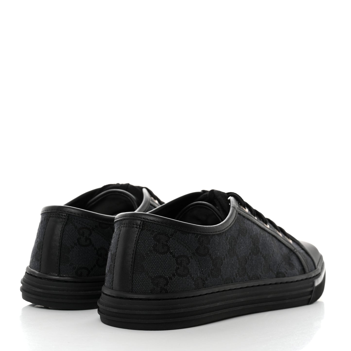 GG Monogram Calfskin Womens Low Top Sneakers 39 Piombo Black