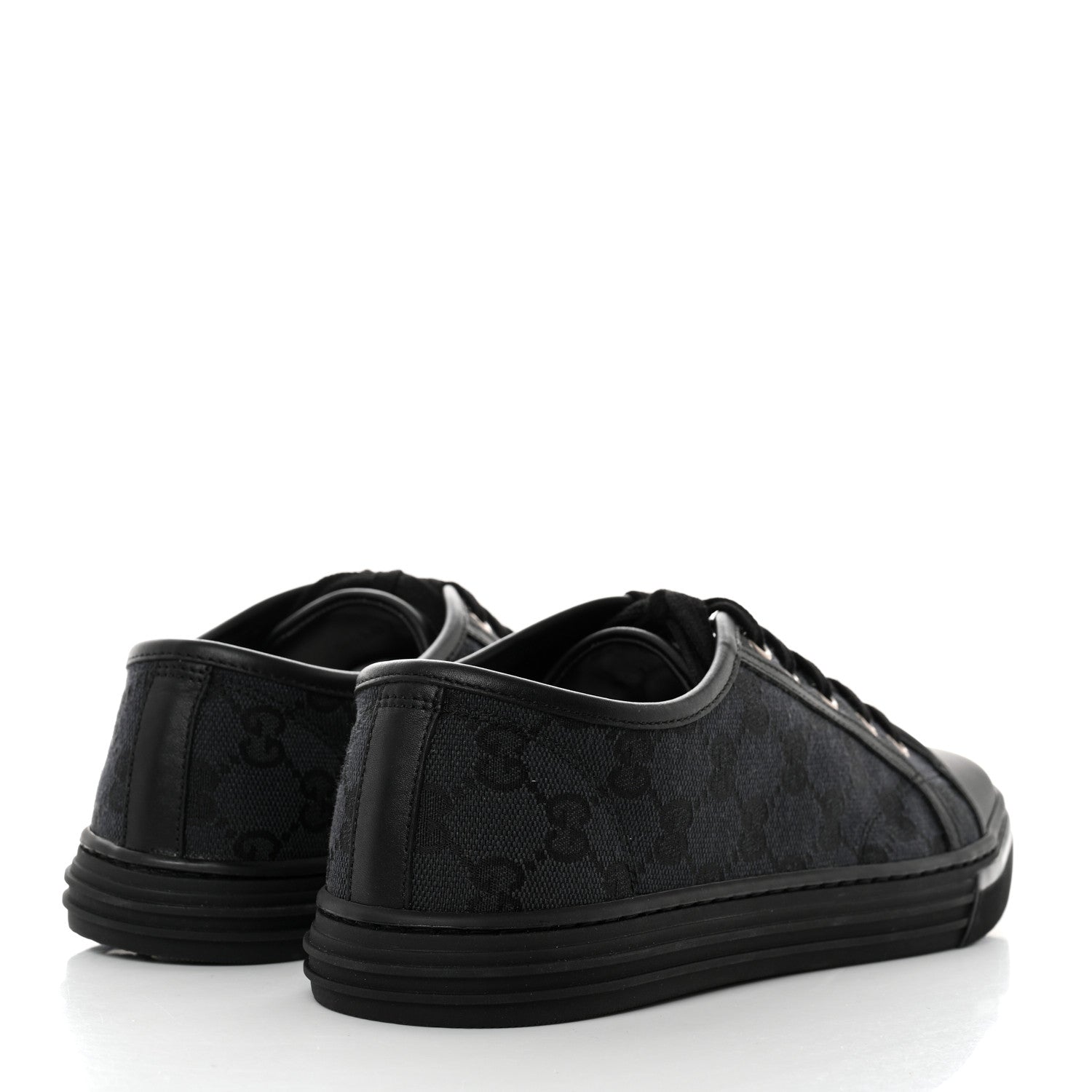Gucci GG Monogram Calfskin Womens Low Top Sneakers 39 Piombo Black 4 of 9