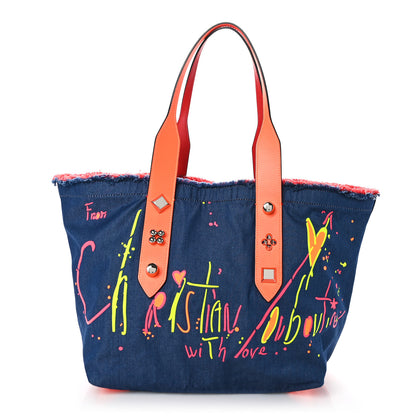 Christian Louboutin Denim Frangibus Printed Medium Tote Blue 1 of 10