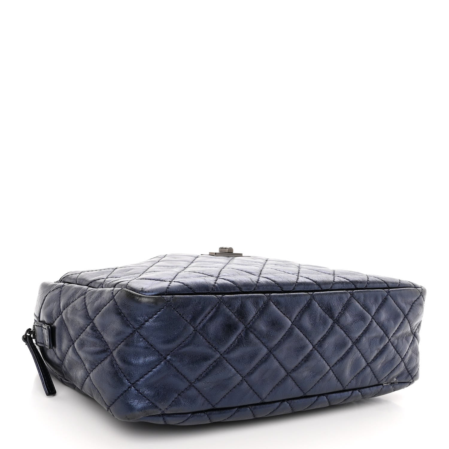 Chanel Metallic Aged Calfskin Quilted Medium Reissue Camera Case Bag Blue 5 of 11