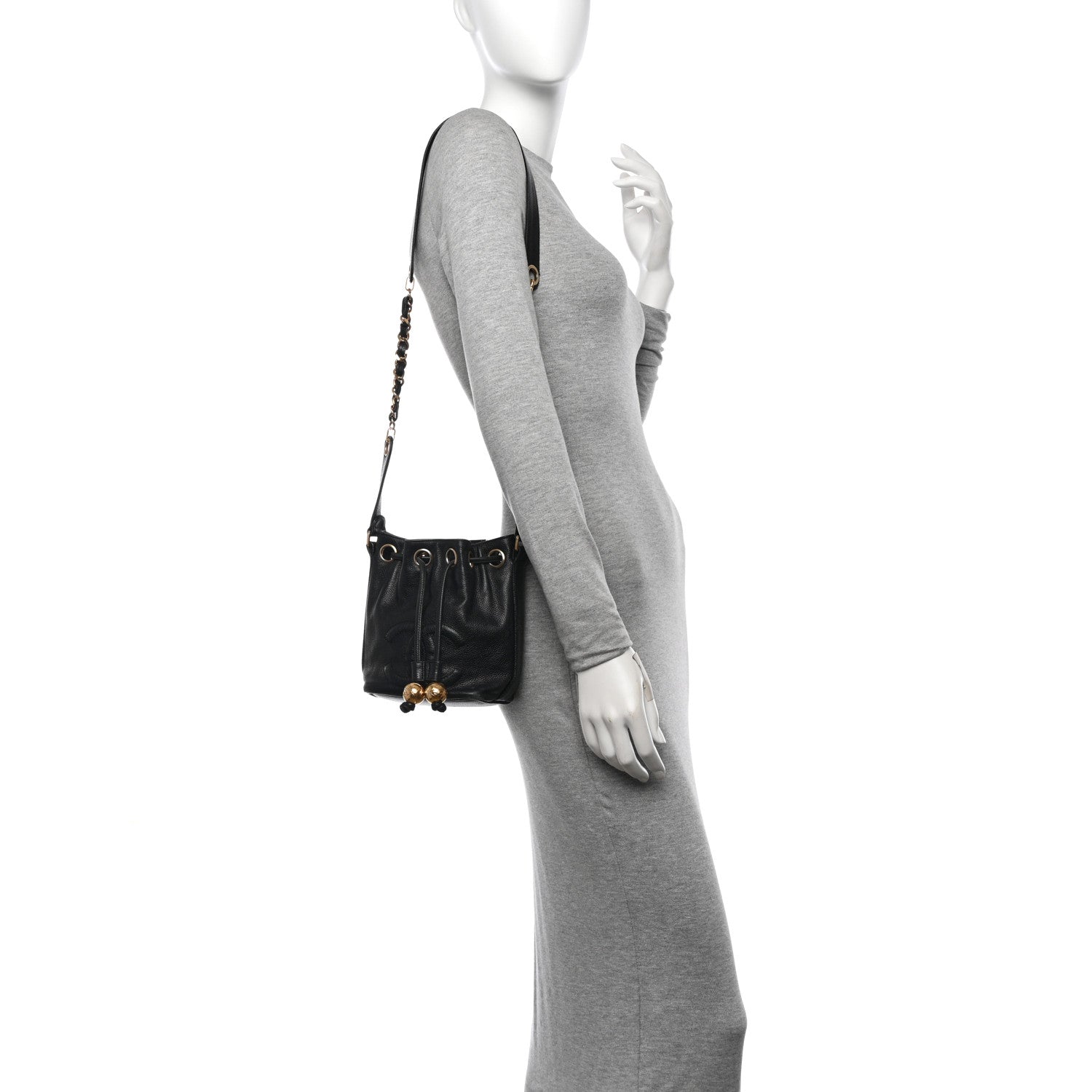 Chanel Caviar CC Chain Mini Drawstring Bag Black 2 of 13