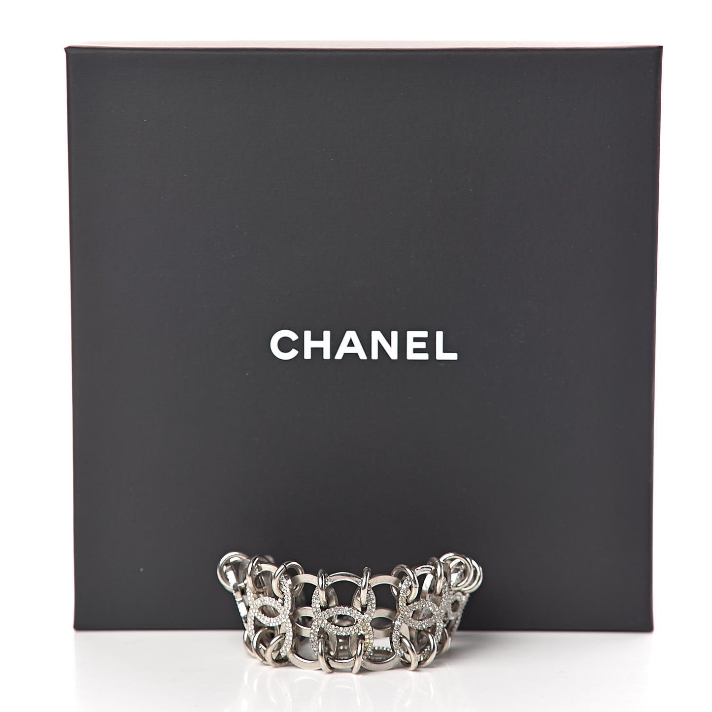 Crystal CC Chain Link Bracelet Silver