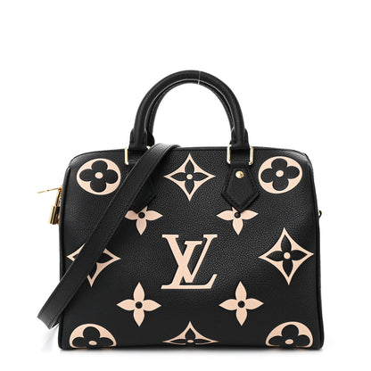 Louis Vuitton Empreinte Monogram Giant Speedy Bandouliere 25 Black Beige 1 of 10