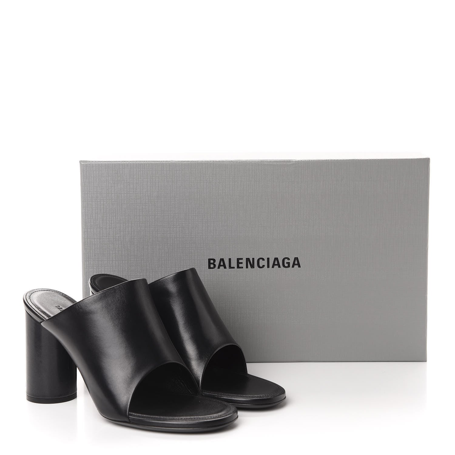 Balenciaga Shiny Sheepskin Oval 90mm Mule Pump 37 Black White 10 of 10