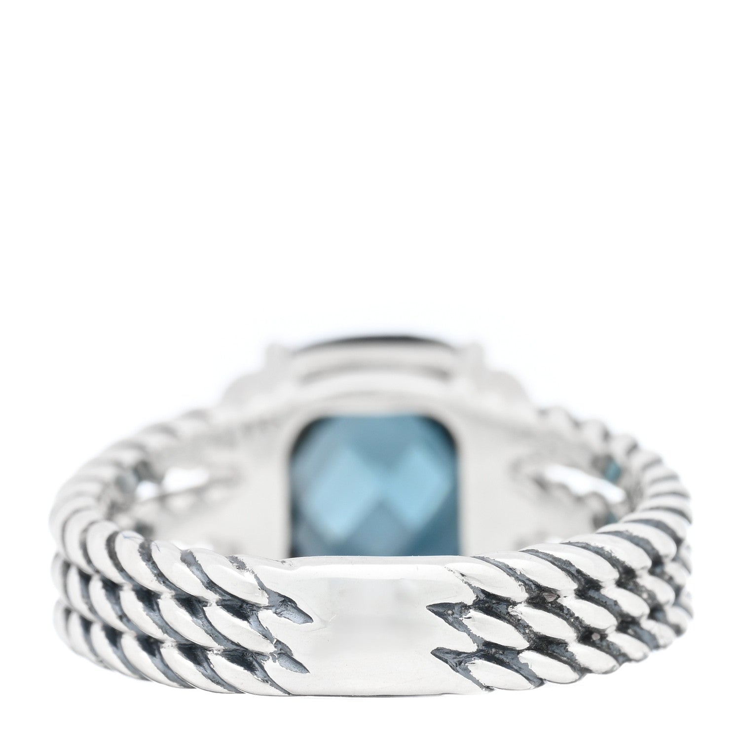 David Yurman Sterling Silver Diamond Hampton Blue Topaz 10mm Petite Wheaton Ring 58 8.5 54 7 3 of 4