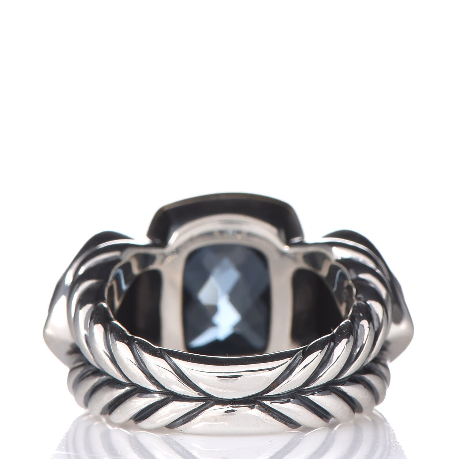 David Yurman Sterling Silver 18K Yellow Gold Hampton Blue Topaz Black Orchid Cable Cocktail Ring 49 5 3 of 6