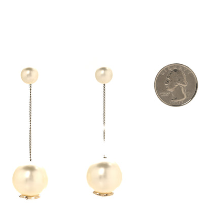 Chanel Pearl CC Chain Drop Earrings Gold 2 of 6