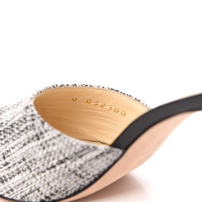 Chanel Tweed Goatskin Pearl Mules 35 Black White 7 of 8