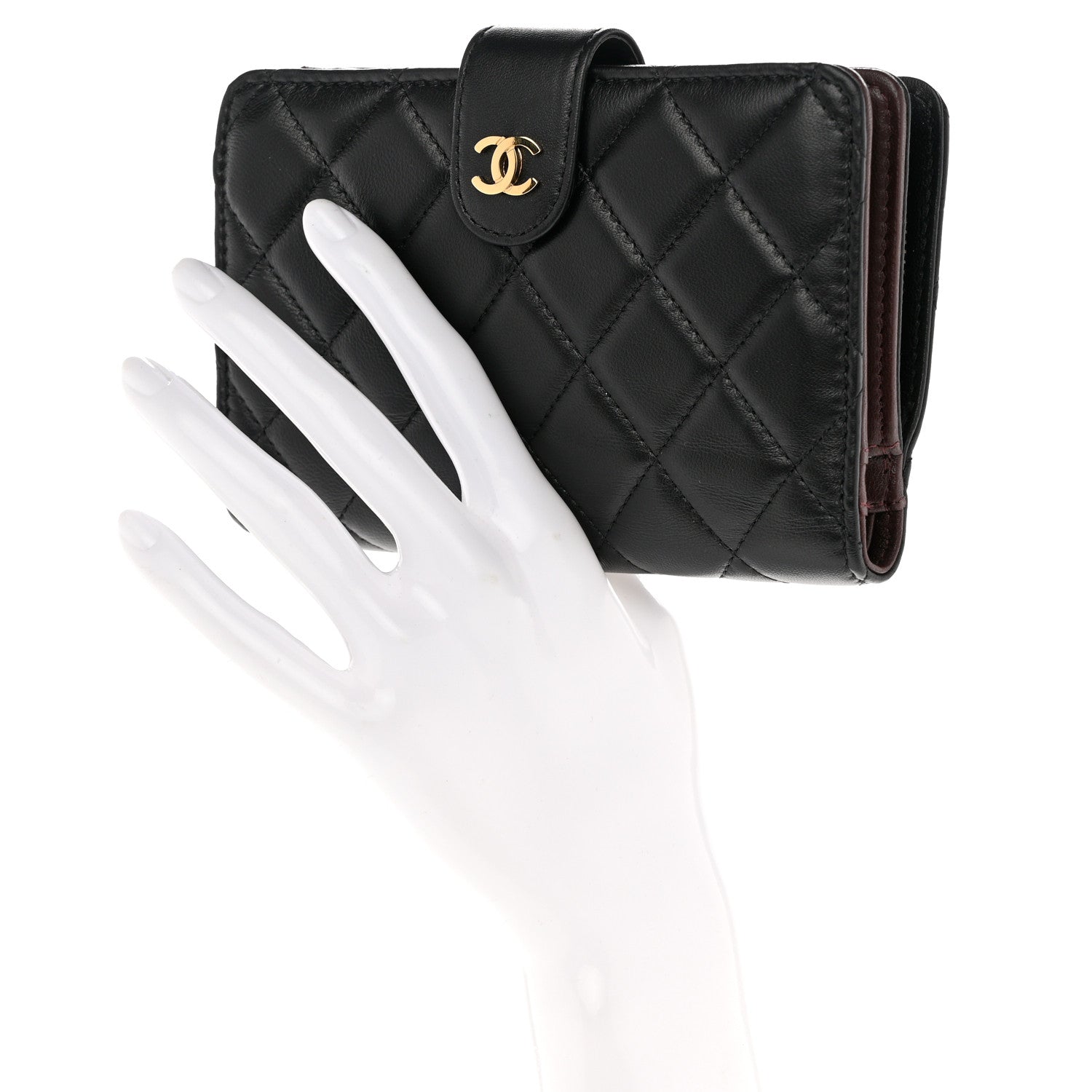 Chanel Lambskin Quilted Zipped Pocket Wallet Black 2 of 10