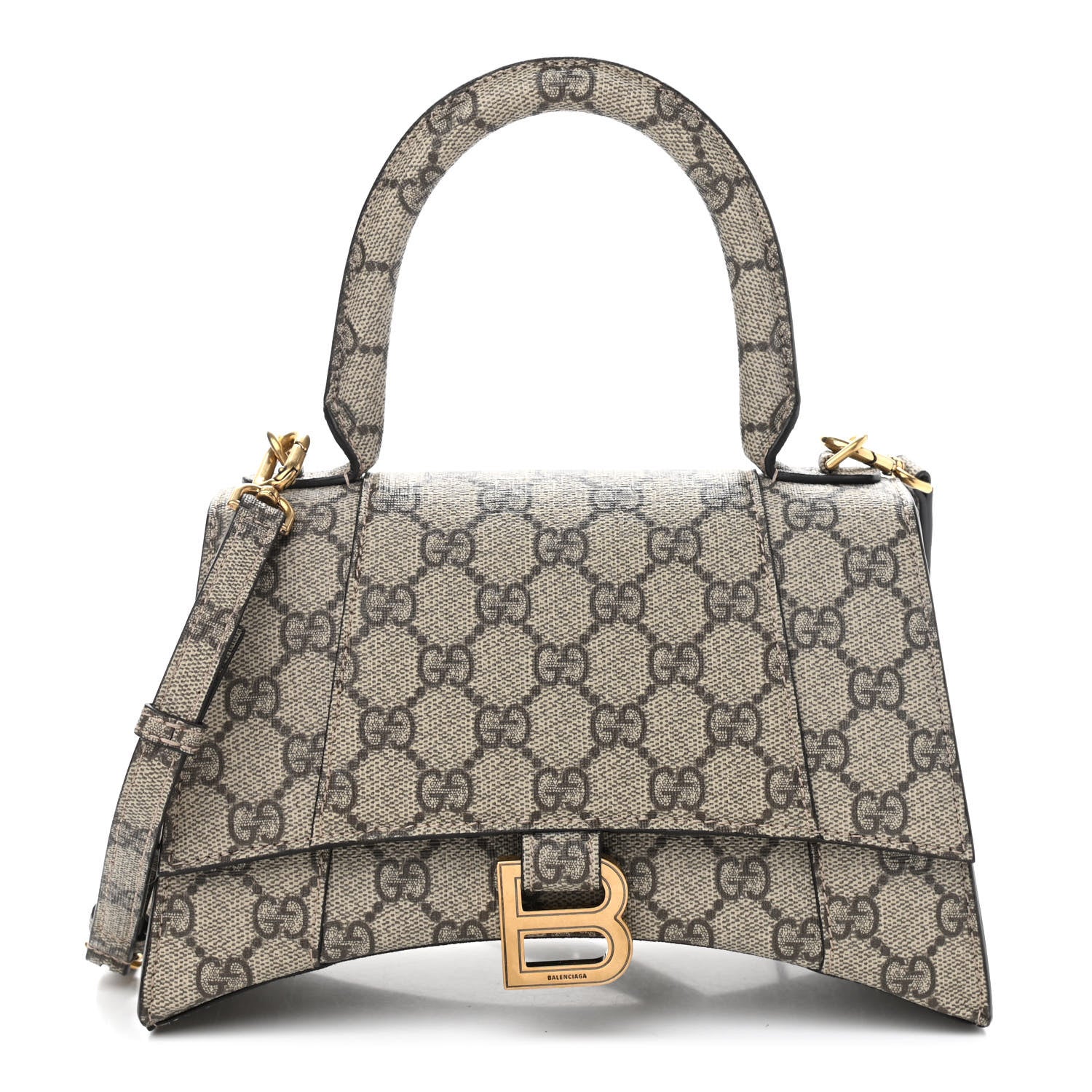 Balenciaga X GUCCI GG Supreme Monogram Small Hourglass Top Handle Bag Beige Ebony 1 of 9