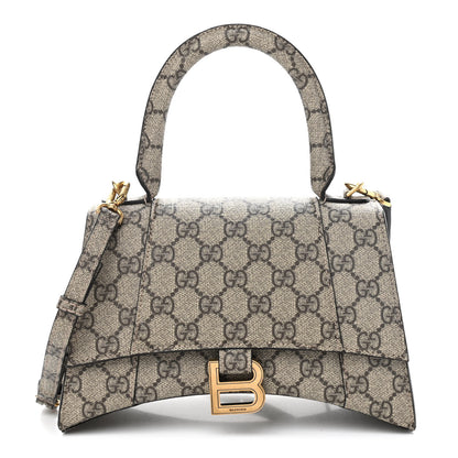 Balenciaga X GUCCI GG Supreme Monogram Small Hourglass Top Handle Bag Beige Ebony 1 of 9