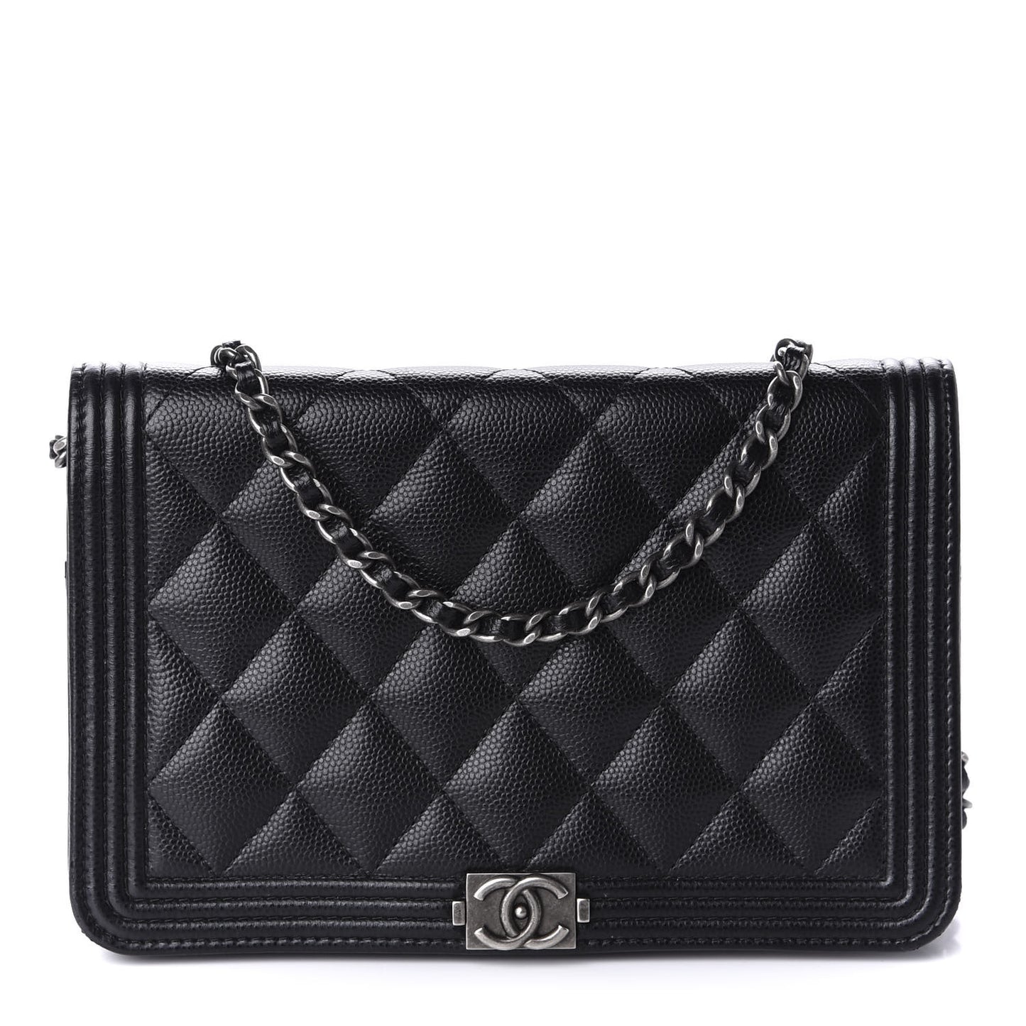 Caviar Quilted Boy Wallet On Chain WOC Black
