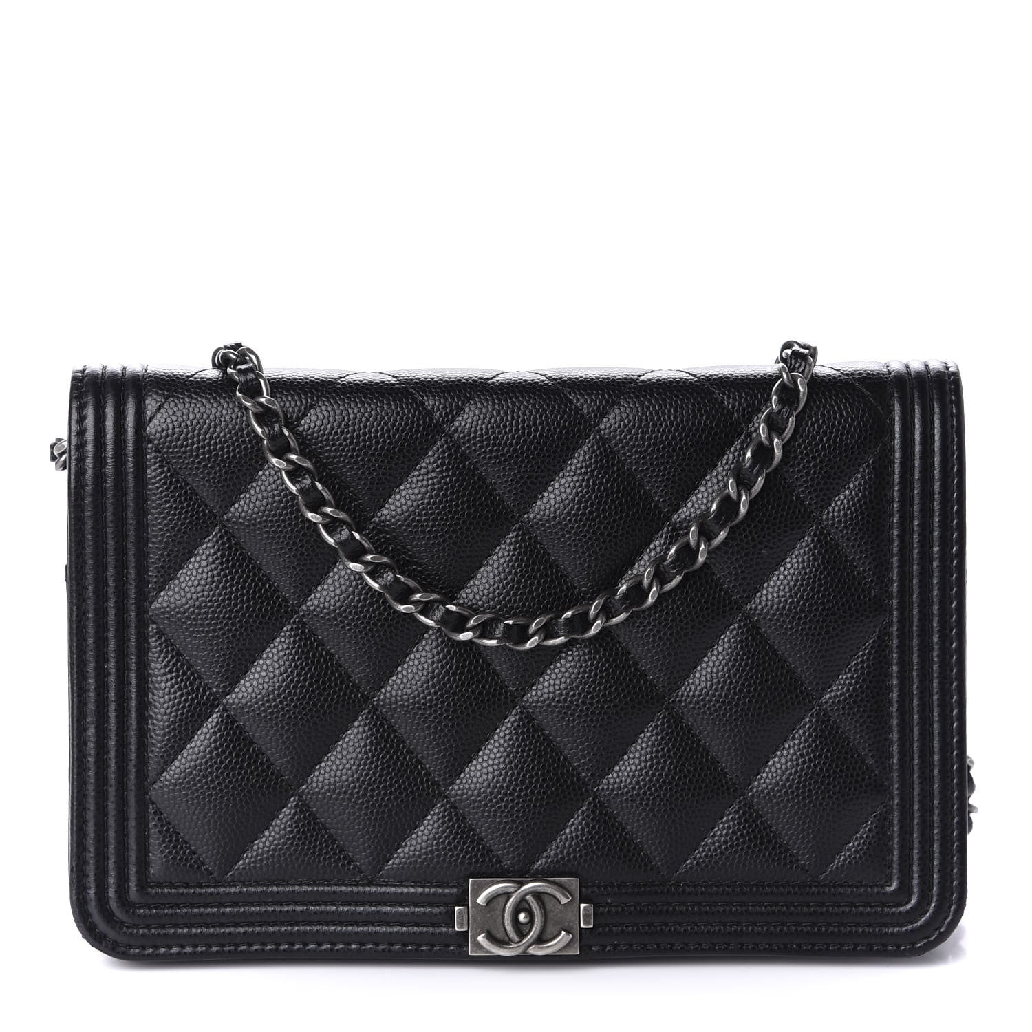 Chanel Caviar Quilted Boy Wallet On Chain WOC Black 1 of 12