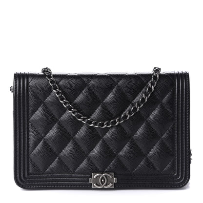 Chanel Caviar Quilted Boy Wallet On Chain WOC Black 1 of 12